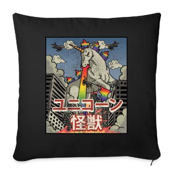 Kaiju Unicorn Japanese Aesthetics Kaijin - Sofa pillowcase 17,3'' x 17,3'' (45 x 45 cm) - black - Front