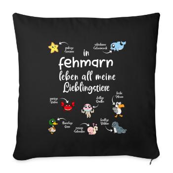 Meine Lieblingstiere in Fehmarn - Sofakissenbezug 45 x 45 cm - Schwarz - Vorne