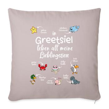Meine Lieblingstiere in Greetsiel - Sofakissenbezug 45 x 45 cm - helles Taupe - Vorne