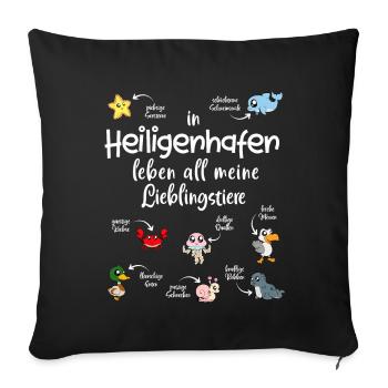 Meine Lieblingstiere in Heiligenhafen - Sofakissenbezug 45 x 45 cm - Schwarz - Vorne