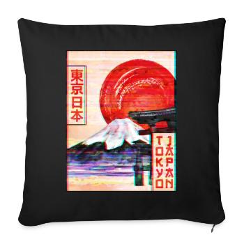 Mount Fuji Tokyo Japan Vaporwave Aesthetics - Sofa pillowcase 17,3'' x 17,3'' (45 x 45 cm) - black - Front