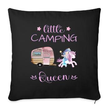 Little Camping Queen -Unicorn Mermaid Caravan Girl - Sofakissenbezug 45 x 45 cm - Schwarz - Vorne