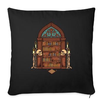 Bibliothèque gothique - Dark Academia - Housse de coussin décorative 45 x 45 cm - noir - Devant