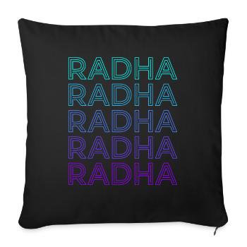 Radha Déesse hindoue Mythologie Hindouisme Rétro - Housse de coussin décorative 45 x 45 cm - noir - Devant