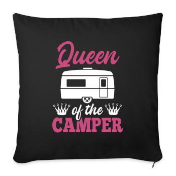 Caravan Camping Women Queen Of The Camper - Sofa pillowcase 17,3'' x 17,3'' (45 x 45 cm) - black - Front