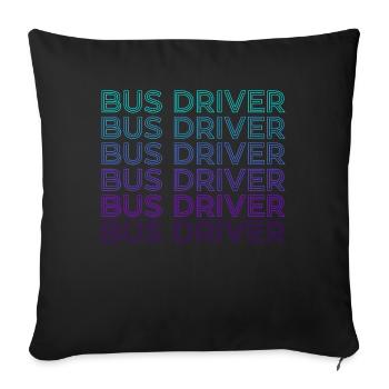 Chauffeur de bus Trajet en bus Retro - Housse de coussin décorative 45 x 45 cm - noir - Devant
