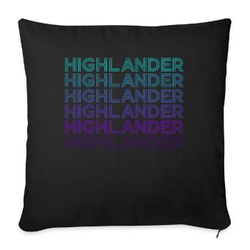 Highlander Scottish Highland Cow Retro - Sofa pillowcase 17,3'' x 17,3'' (45 x 45 cm) - black - Front