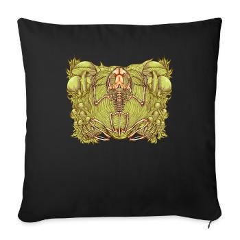 Frog skeleton between mushrooms - Sofa pillowcase 17,3'' x 17,3'' (45 x 45 cm) - black - Front
