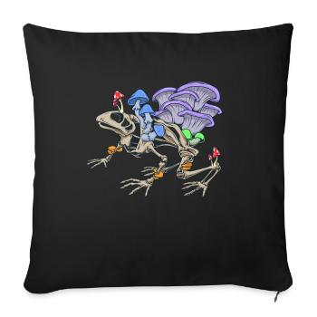 Frog skeleton with mushrooms - Sofa pillowcase 17,3'' x 17,3'' (45 x 45 cm) - black - Front
