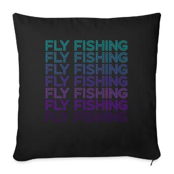 Fly Fishing Fisherman Retro - Sofa pillowcase 17,3'' x 17,3'' (45 x 45 cm) - black - Front