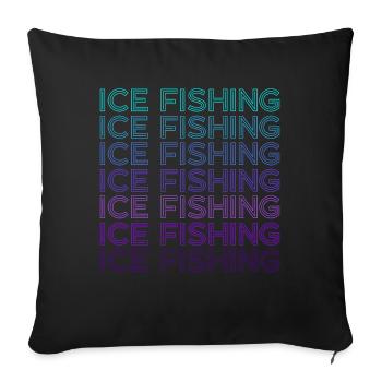Eisfischen Fischer Retro - Sofakissenbezug 45 x 45 cm - Schwarz - Vorne
