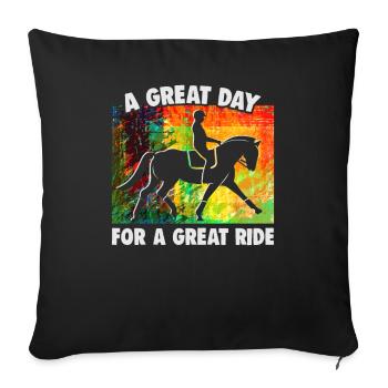 Design équestre et équestre pour les amoureux des chevaux - Housse de coussin décorative 45 x 45 cm - noir - Devant