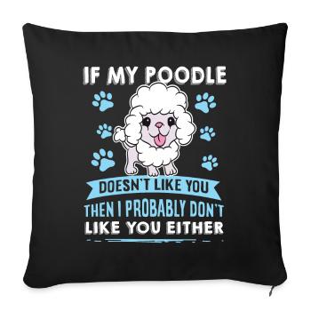 Conception de caniche pour chiens pour les amoureux des chiens - Housse de coussin décorative 45 x 45 cm - noir - Devant