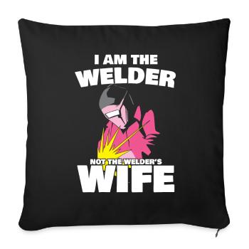 Welder Spruch Design for MetalWorkers - Sofa pillowcase 17,3'' x 17,3'' (45 x 45 cm) - black - Front