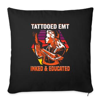 Tattooed EMT Inked & Educated Nurse - Sofa pillowcase 17,3'' x 17,3'' (45 x 45 cm) - black - Front