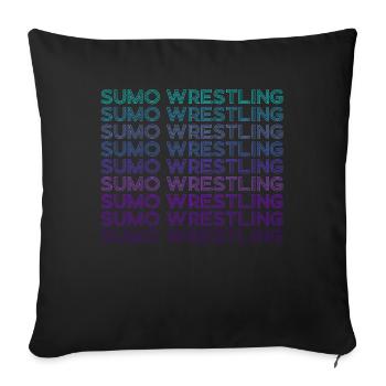 Sumo Wrestling Lutteur de Sumo Japonais Rétro - Housse de coussin décorative 45 x 45 cm - noir - Devant