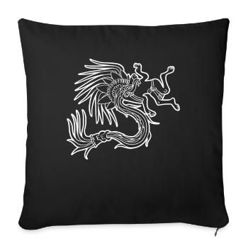 Quetzalcoatl Aztec Maya Serpent à plumes - Housse de coussin décorative 45 x 45 cm - noir - Devant