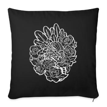 Quetzalcoatl Roses Ancient Aztec Serpent Maya - Sofa pillowcase 17,3'' x 17,3'' (45 x 45 cm) - black - Front