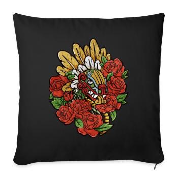 Quetzalcoatl Roses Ancient Aztec Serpent Maya - Sofa pillowcase 17,3'' x 17,3'' (45 x 45 cm) - black - Front