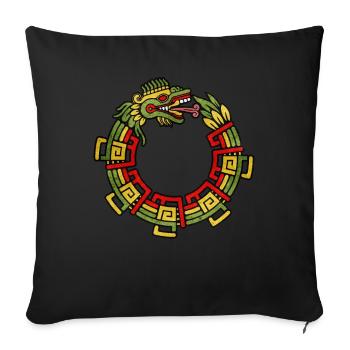 Quetzalcoatl Ouroboros Aztèque Serpent Maya Inca - Housse de coussin décorative 45 x 45 cm - noir - Devant