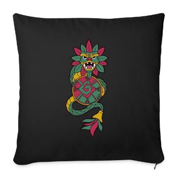 Quetzalcoatl Aztekenschlange Maya Aztekenstein Ink - Sofakissenbezug 45 x 45 cm - Schwarz - Vorne