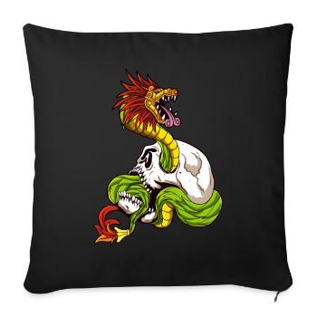 Quetzalcoatl Skull Aztec Feathered Snake Ma - Sofa pillowcase 17,3'' x 17,3'' (45 x 45 cm) - black - Front