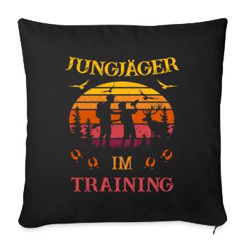 Jäger -Papa und Sohn- Jungjäger im Training Kinder - Sofakissenbezug 45 x 45 cm - Schwarz - Vorne