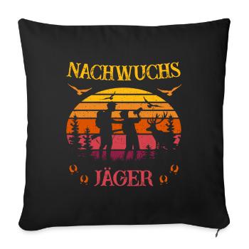 Jäger - Papa und Sohn- Nachwuchs Jäger Kinder - Sofakissenbezug 45 x 45 cm - Schwarz - Vorne