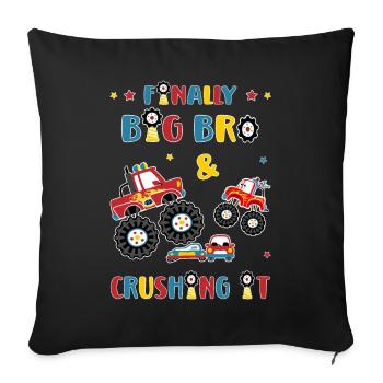 Big Brother Monster Truck and Car -Finally Big Bro - Sofa pillowcase 17,3'' x 17,3'' (45 x 45 cm) - black - Front