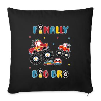 Big Brother Monster Truck and Car -Finally Big Bro - Sofa pillowcase 17,3'' x 17,3'' (45 x 45 cm) - black - Front