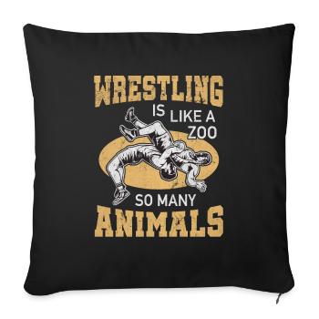 Lutte Zoo Animaux Lutte Arts Martiaux Fan - Housse de coussin décorative 45 x 45 cm - noir - Devant