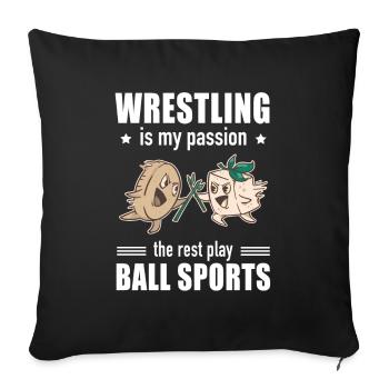 Lutte Passion Ball Sports Tofu végétal - Housse de coussin décorative 45 x 45 cm - noir - Devant