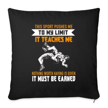 Lutte Sport Limite Gagné Arts Martiaux Ringen - Housse de coussin décorative 45 x 45 cm - noir - Devant