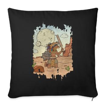 Aztèque Jaguar Warrior Maya Inca - Housse de coussin décorative 45 x 45 cm - noir - Devant