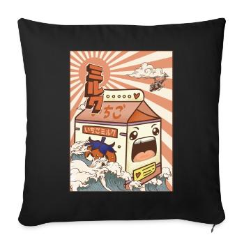 Kaiju Strawberry Milk Carton Japanese Monster Gesc - Sofa pillowcase 17,3'' x 17,3'' (45 x 45 cm) - black - Front