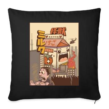 Kaiju Strawberry Milk Carton Japanese Monster Gesc - Sofa pillowcase 17,3'' x 17,3'' (45 x 45 cm) - black - Front