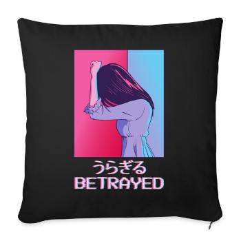 Emo Anime Girl Vaporwave Aesthetics Cheated Gesch - Sofa pillowcase 17,3'' x 17,3'' (45 x 45 cm) - black - Front