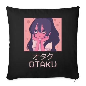 Otaku Anime Girl Japanese Vaporwave Aesthetic - Sofa pillowcase 17,3'' x 17,3'' (45 x 45 cm) - black - Front