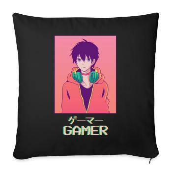 Gamer Anime Young Japanese Vaporwave Aesthetic - Sofa pillowcase 17,3'' x 17,3'' (45 x 45 cm) - black - Front