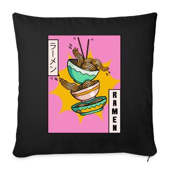 Ramen Noodles Japanese Vaporwave Aesthetic Ges - Sofa pillowcase 17,3'' x 17,3'' (45 x 45 cm) - black - Front