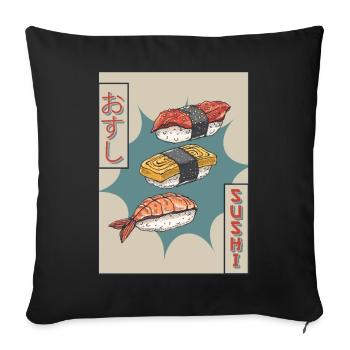 Sushi Japanese Vaporwave Aesthetic Gift - Sofa pillowcase 17,3'' x 17,3'' (45 x 45 cm) - black - Front