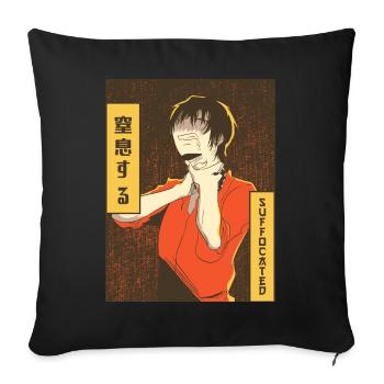 Emo Anime Boy Vaporwave Esthétiquement étouffé Ge - Housse de coussin décorative 45 x 45 cm - noir - Devant