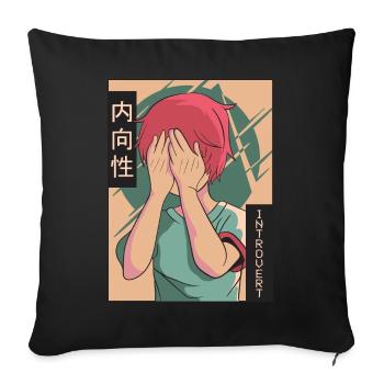 Anime introverti Jeune Vaporwave Esthétique - Housse de coussin décorative 45 x 45 cm - noir - Devant