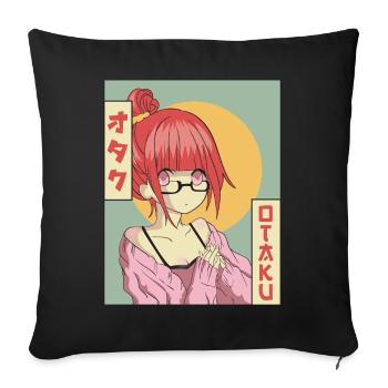 Otaku Anime Mädchen Japanisch Vaporwave Ästhetisch - Sofakissenbezug 45 x 45 cm - Schwarz - Vorne