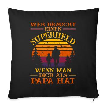 Superheld - bester Papa der Welt - Retro Vatertag - Sofakissenbezug 45 x 45 cm - Schwarz - Vorne
