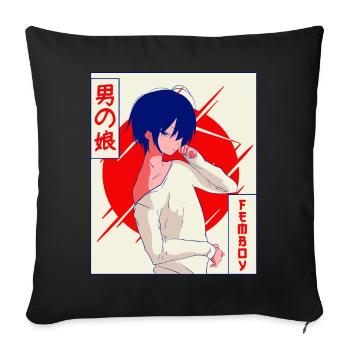 Femboy Anime Young Vaporwave Aesthetic Gift - Sofa pillowcase 17,3'' x 17,3'' (45 x 45 cm) - black - Front