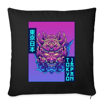 Oni Mask Tokyo Japon Vaporwave Goût Esthétique - Housse de coussin décorative 45 x 45 cm - noir - Devant