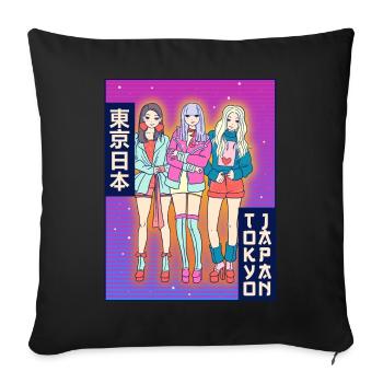 Anime Girl Tokyo Japan Japanese Aesthetic Gesc - Sofa pillowcase 17,3'' x 17,3'' (45 x 45 cm) - black - Front