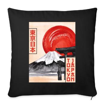 Mt Fuji Fujiyama Torri Gate Tokyo Japan Gift - Sofa pillowcase 17,3'' x 17,3'' (45 x 45 cm) - black - Front