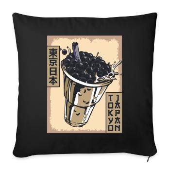 Boba Tea Bubble Tea Tokyo Japan Poster Gift - Sofa pillowcase 17,3'' x 17,3'' (45 x 45 cm) - black - Front